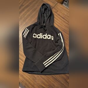 Adidas Black Hoodie with White Stripes
